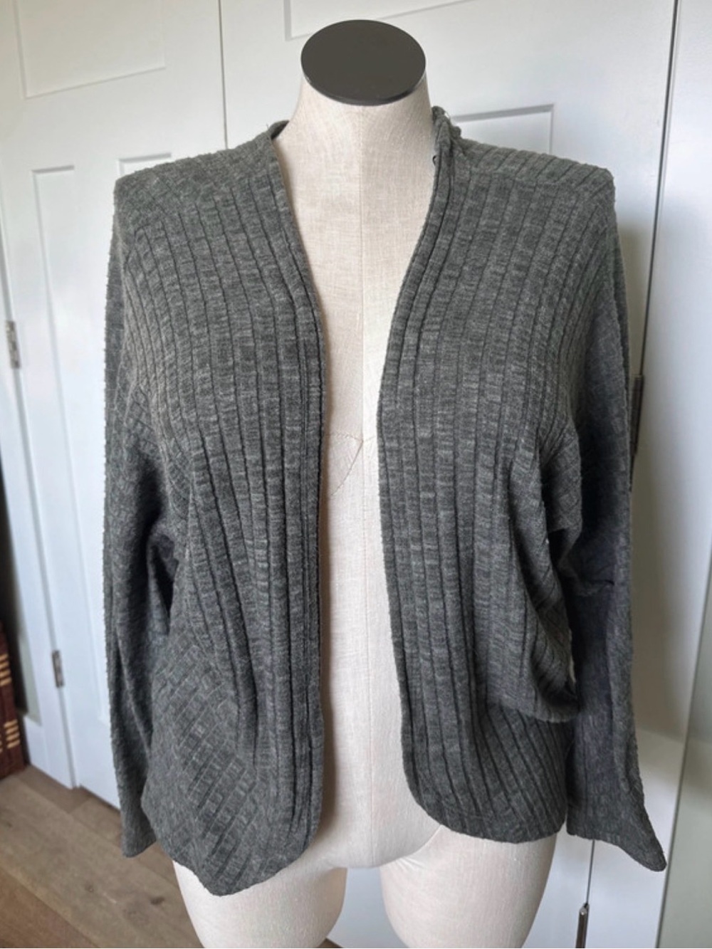 Forever 21 Charcoal Gray Ribbed Open-Front Cardigan